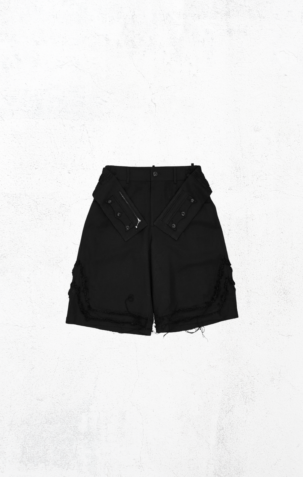 KidA in my Opinion 25ss | Damaged Frings Shorts Black