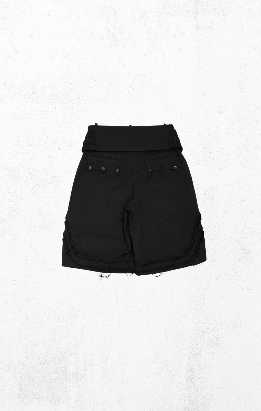 KidA in my Opinion 25ss | Damaged Frings Shorts Black