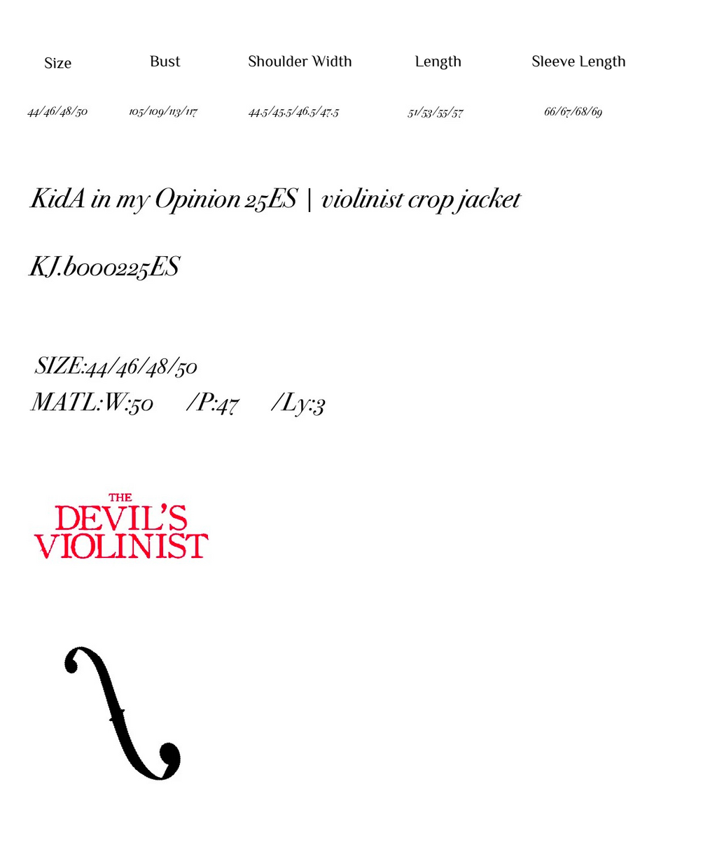 KidA in my Opinion 25ES | violinist crop jacket